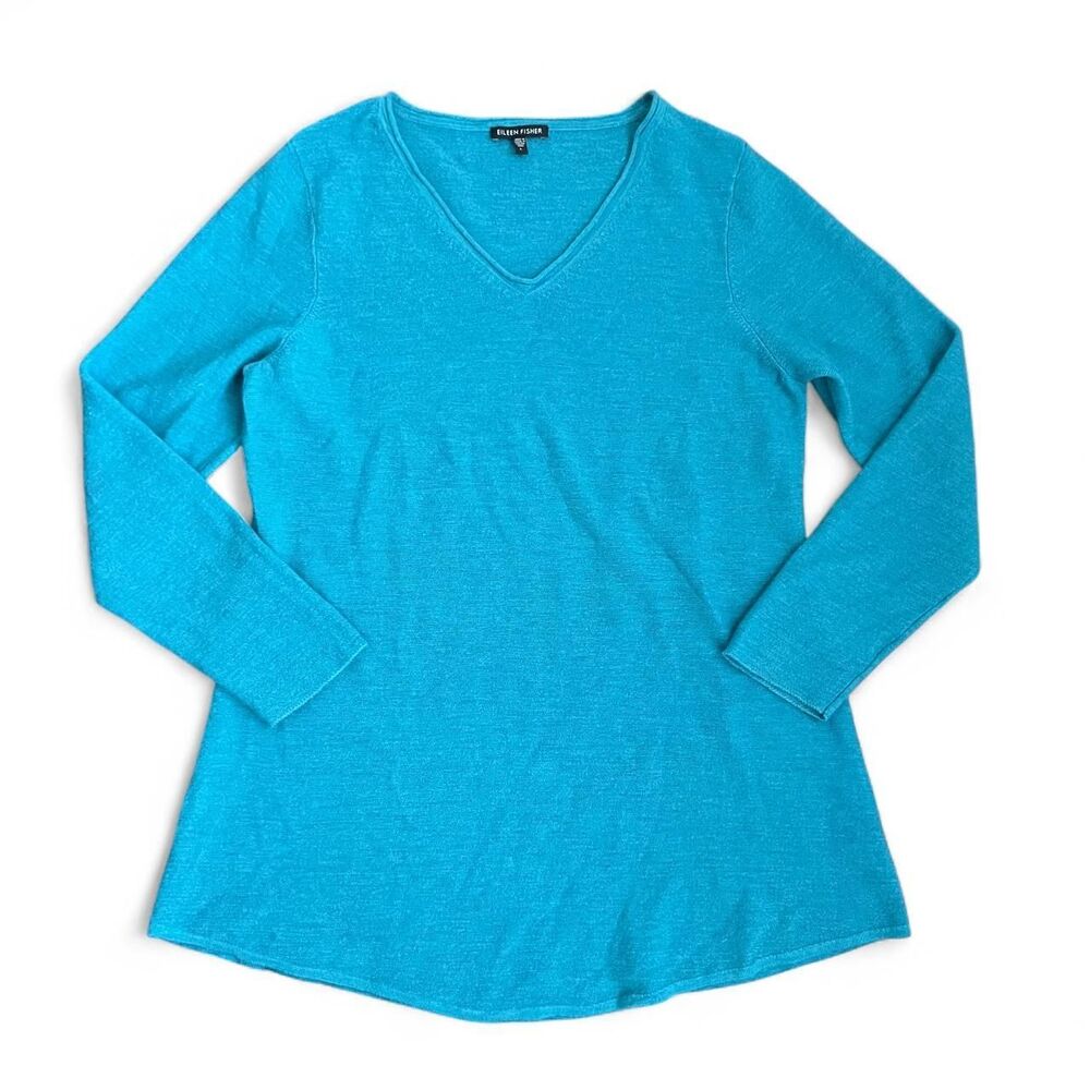 Eileen Fisher Women's Blue 100% Merino Wool Sweater